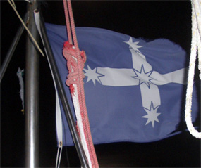 The Souther Cross flag on Eureka. Photo taken on the night that Lance told us the Eureka Stockade story.