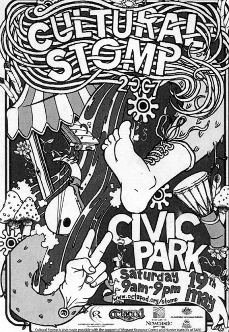 2007 Cultural Stomp Poster - note the 9 petalled flower from the first Cultural Stomp in 1997.