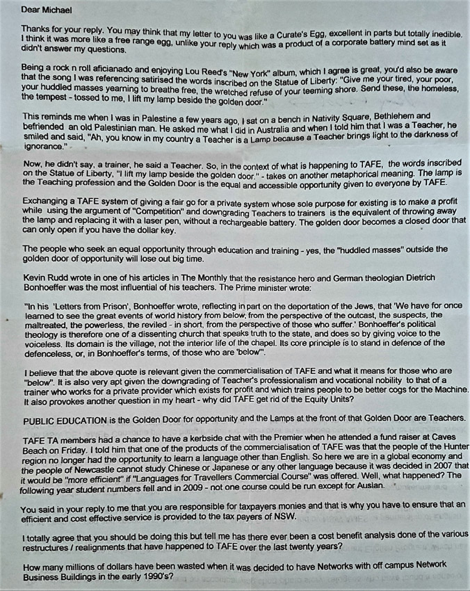 Reply to Michael Cotts Trouter