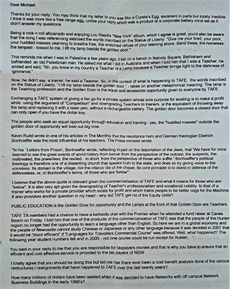 Reply to Michael Cotts Trouter